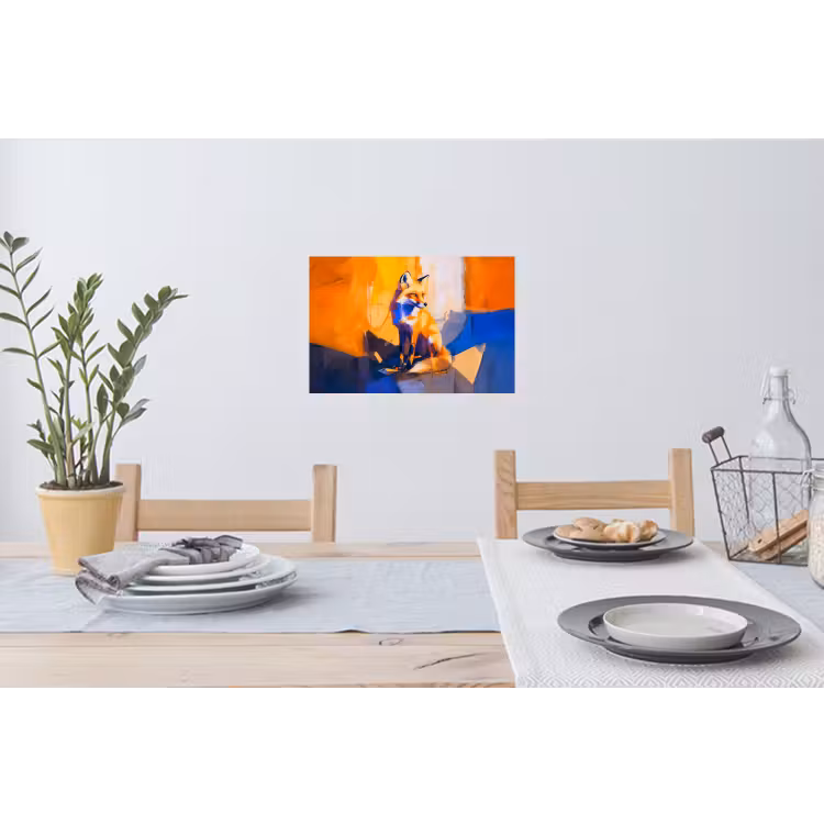 Vos - Oranje - Vormen - Abstract Muursticker klein -eettafel