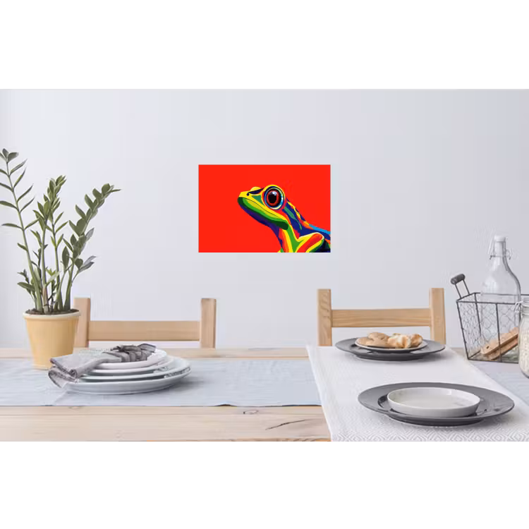 Kikker - Kleurrijk - Strepen - Ogen Muursticker klein -eettafel