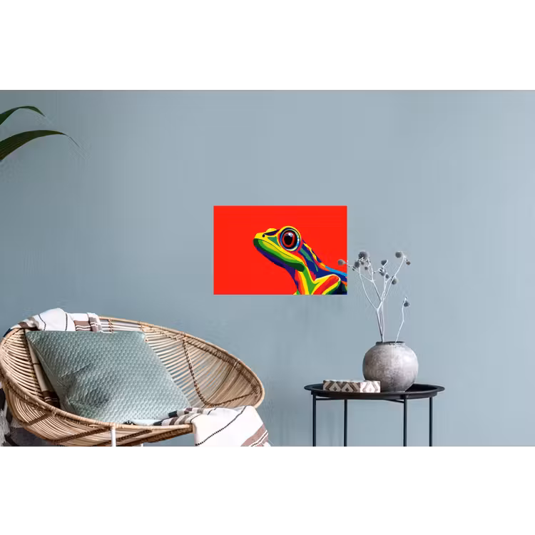 Kikker - Kleurrijk - Strepen - Ogen Muursticker klein -plant