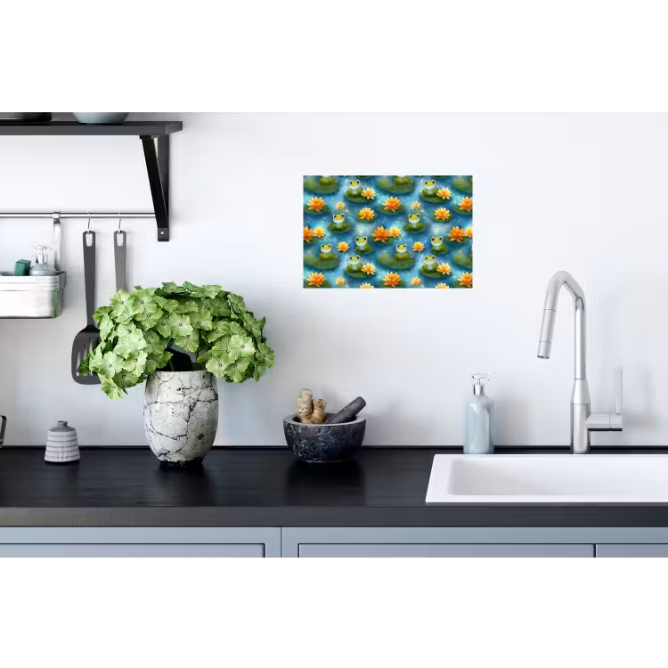 Kikker - Lelies - Groen Muursticker klein 286 -keuken