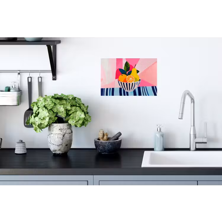 Fruit - Abstracte achtergrond - Roze Muursticker klein -keuken
