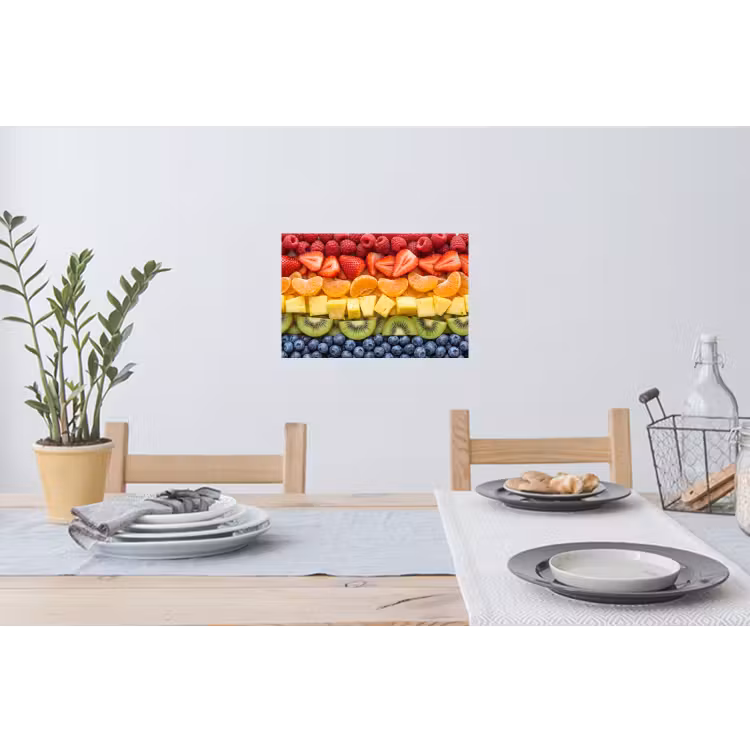 Fruit - Regenboog - Gezond - Kleurrijk Muursticker klein -eettafel