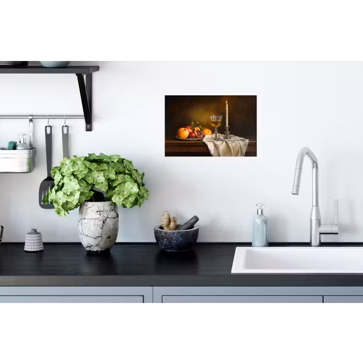 Fruit - Stilleven - Wijn - Kaars Muursticker klein -keuken