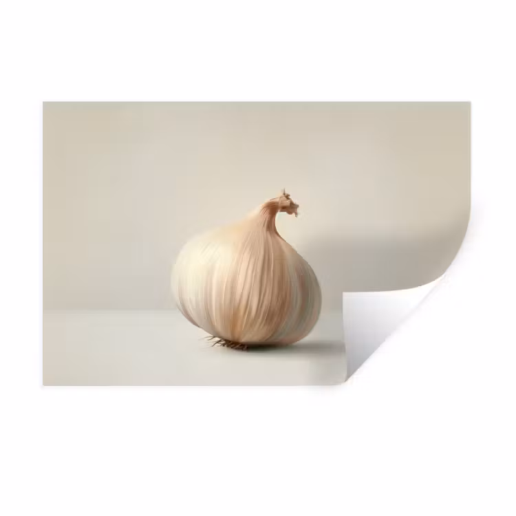 Knoflook - Natuurlijk - Beige Muursticker klein -3d