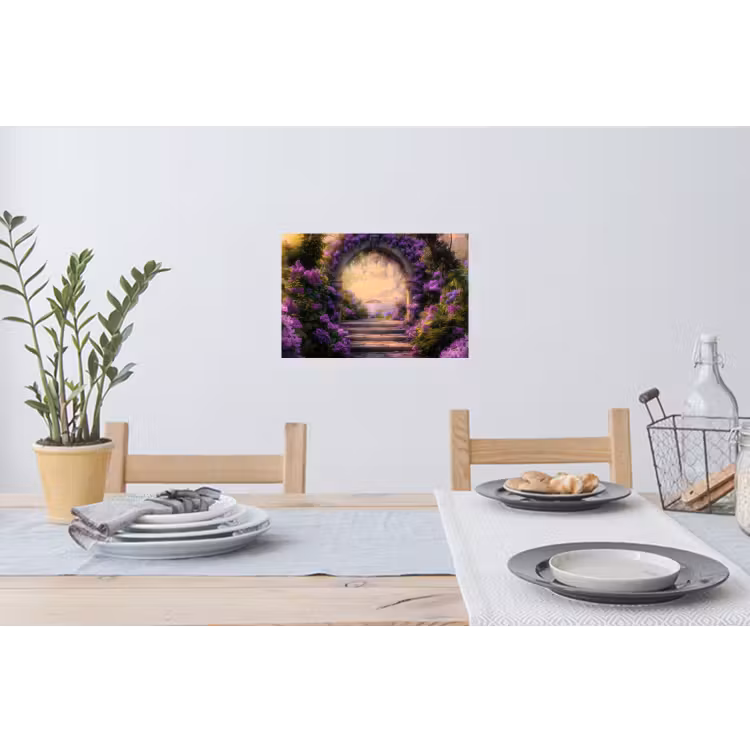 Poort - Paars - Bloemen Muursticker klein -eettafel