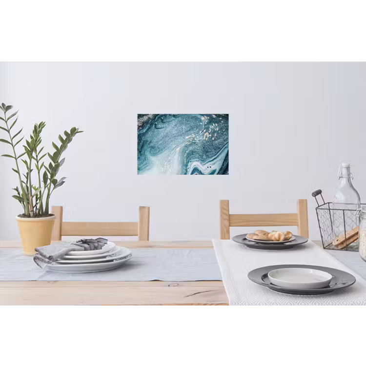 Binnenkant van een blauwe geode met gouden details uit de natuur Muursticker klein -eettafel
