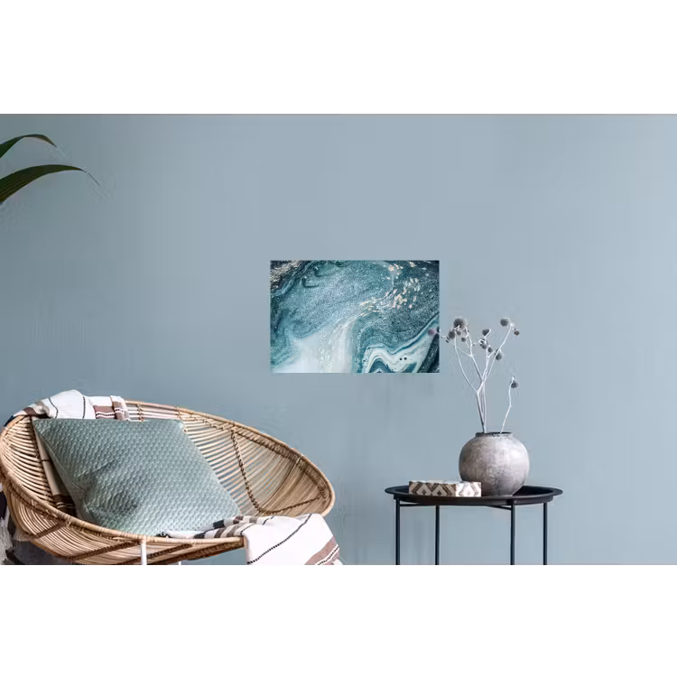 Binnenkant van een blauwe geode met gouden details uit de natuur Muursticker klein -plant