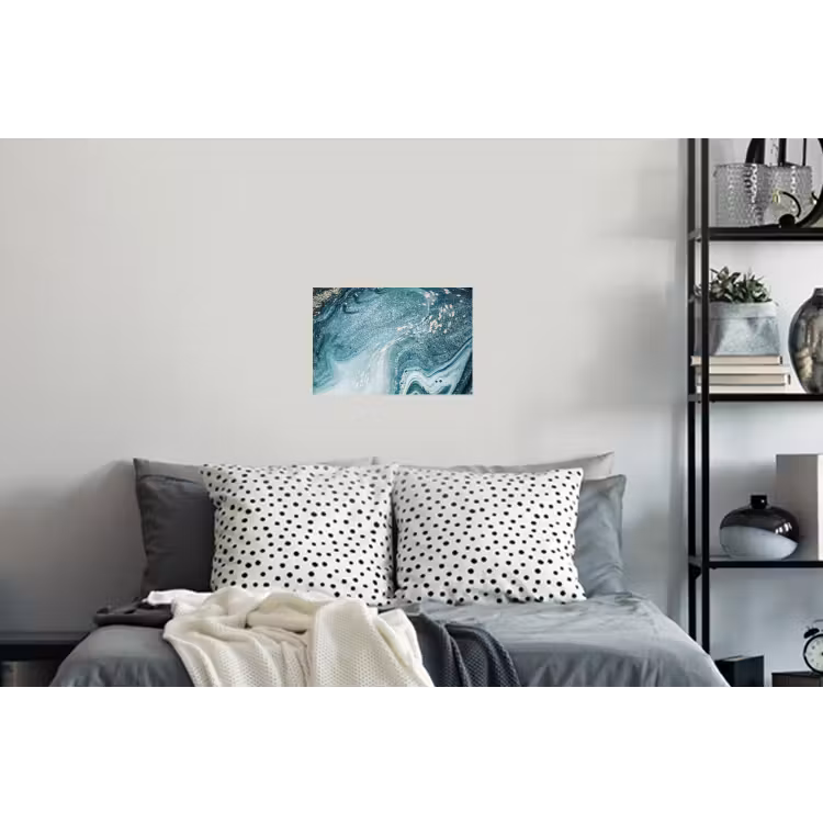 Binnenkant van een blauwe geode met gouden details uit de natuur Muursticker klein -slaapkamer