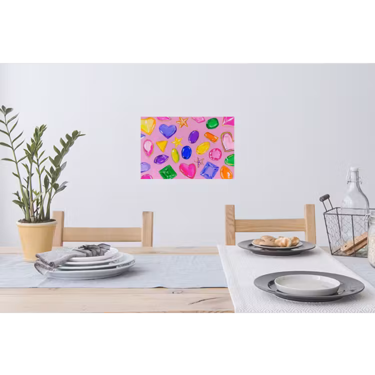 Edelstenen - Vormen - Hartje - Kleurrijk Muursticker klein -eettafel