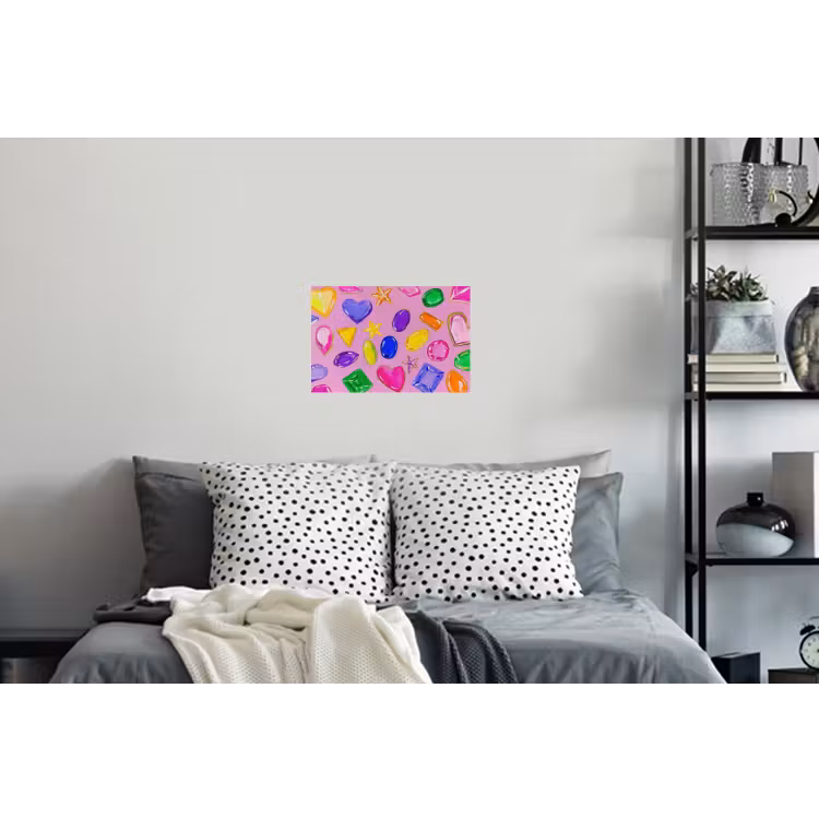 Edelstenen - Vormen - Hartje - Kleurrijk Muursticker klein -slaapkamer