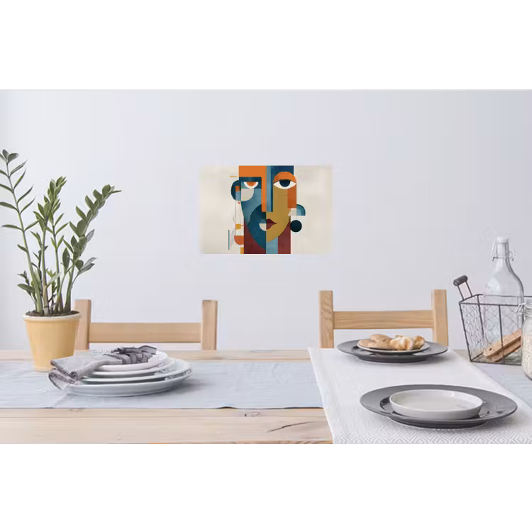 Geometrisch - Strakke vormen - Kleurrijk Muursticker klein -eettafel