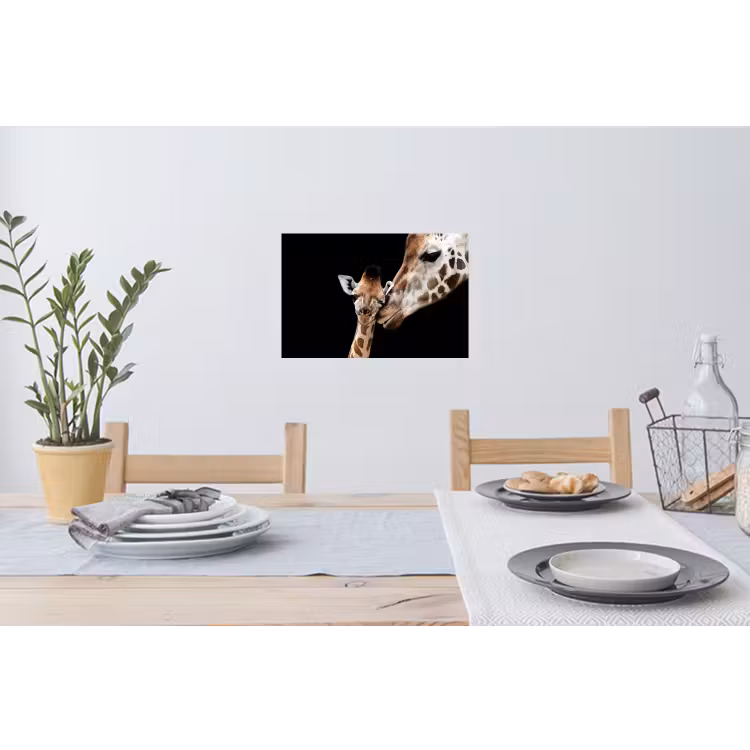 Giraffe - Dieren - Zwart - Portret - Dieren Muursticker klein -eettafel