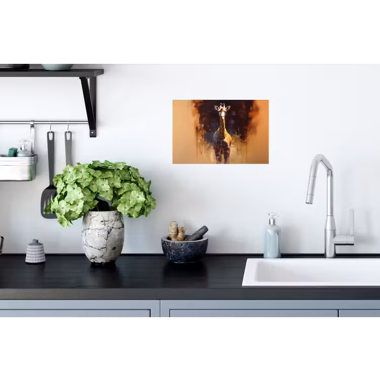 Giraf - Bruin - Abstract - Geschilderd Muursticker klein -keuken