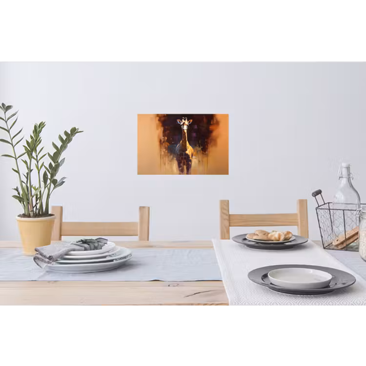 Giraf - Bruin - Abstract - Geschilderd Muursticker klein -eettafel