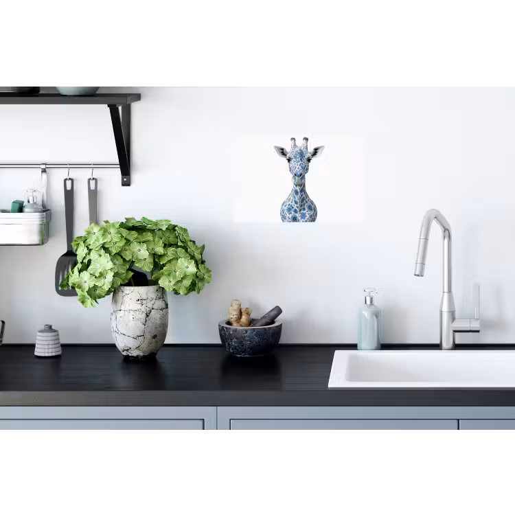 Giraffe - Delfts blauw - Dieren - Minimalistisch Muursticker klein -keuken