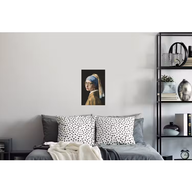 Meisje met de parel - Johannes Vermeer - Bril Muursticker klein -slaapkamer