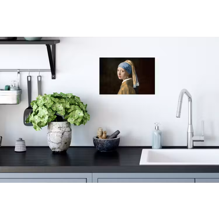 Meisje met de parel - Schilderij - Oude meesters - Vermeer Muursticker klein -keuken