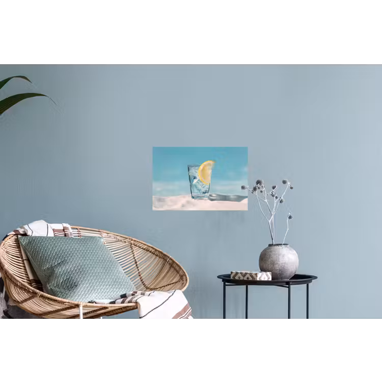 Glas - ijsblokjes - Citroen Muursticker klein -plant