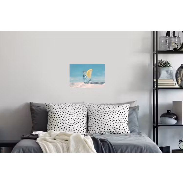 Glas - ijsblokjes - Citroen Muursticker klein -slaapkamer