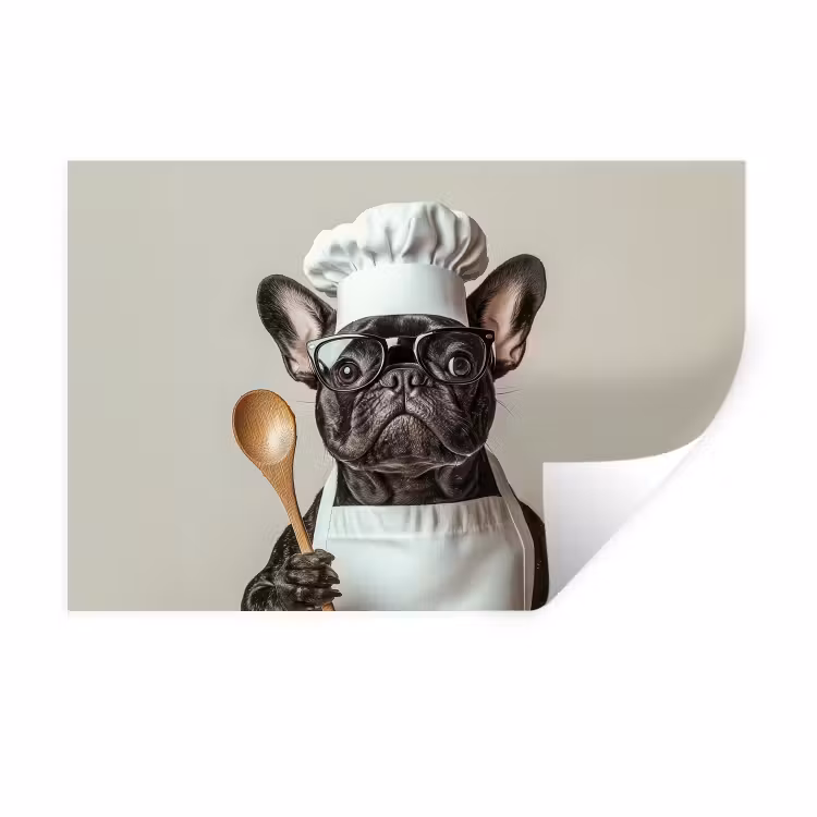 Bril - Hond - Kok Muursticker klein -3d
