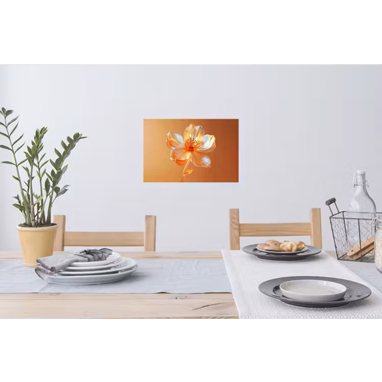 Glazen - Bloem - Oranje Muursticker klein -eettafel