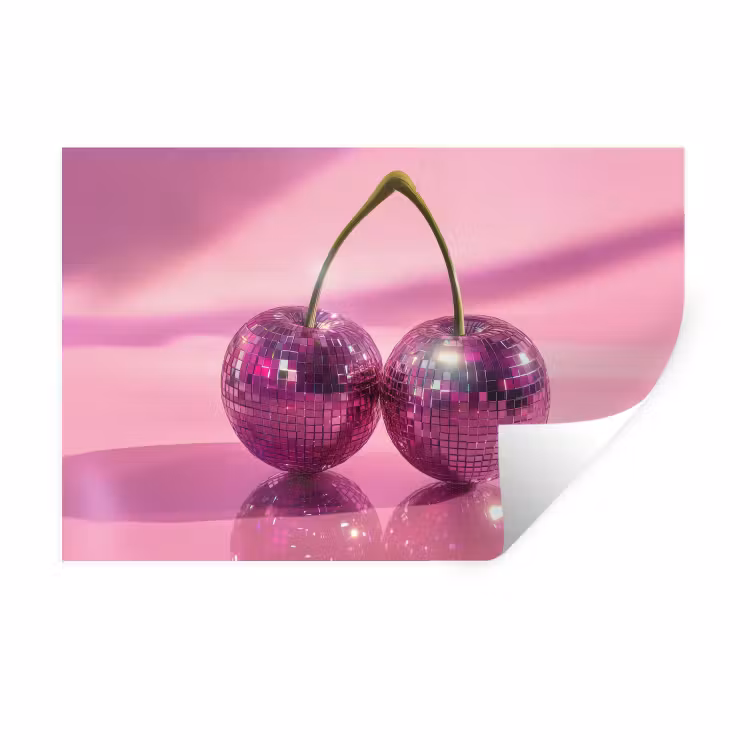 Glitter - Discobol - Roze - Kersen Muursticker klein -3d
