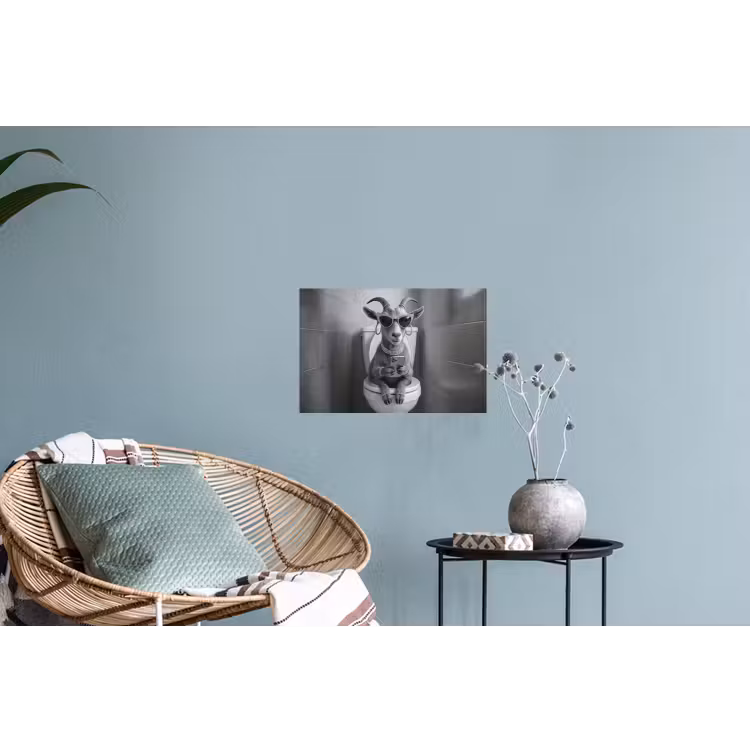 Geit - Telefoon - Toilet - Zwart - Wit Muursticker klein -plant