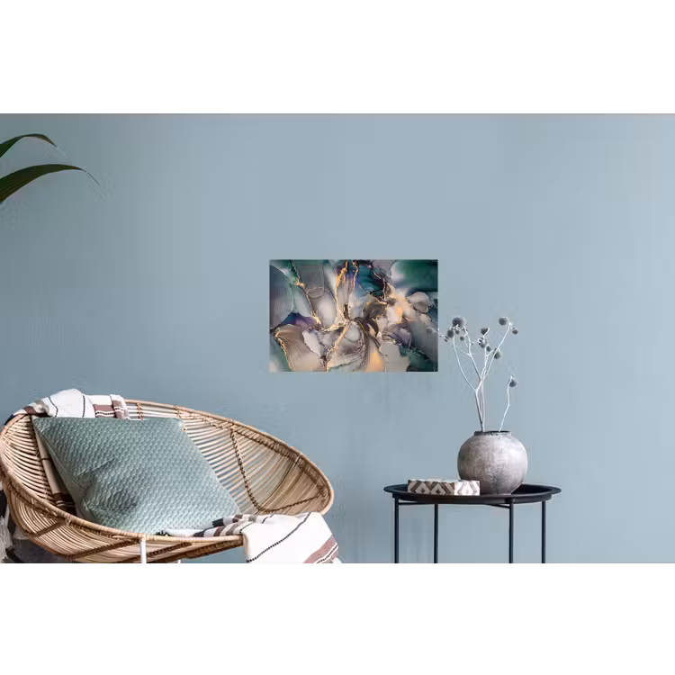 Goud - Blauw - Marmer Muursticker klein -plant