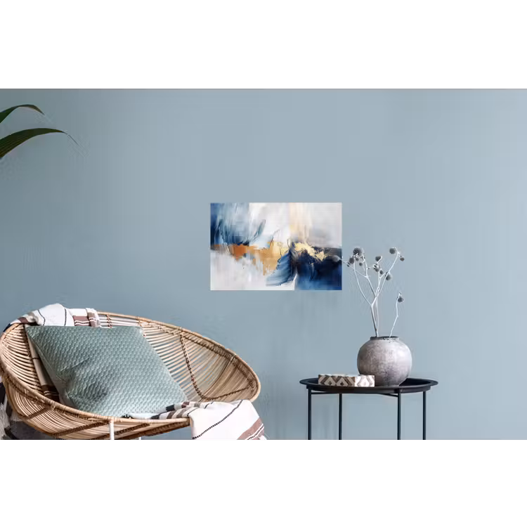 Goud - Blauw - Watercolor - Kunst - Modern Muursticker klein -plant