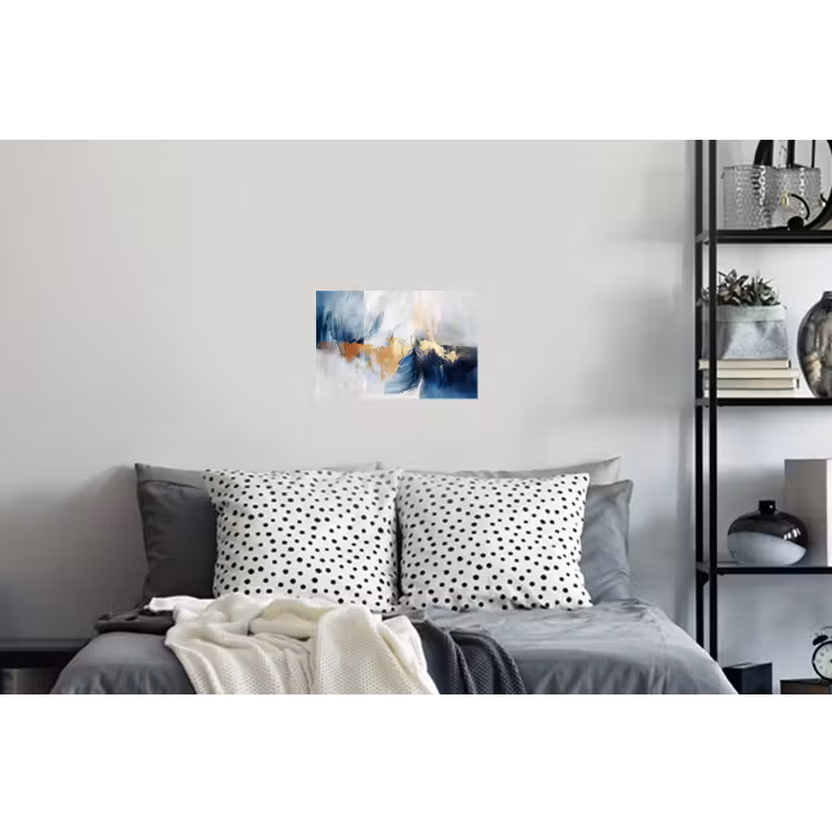 Goud - Blauw - Watercolor - Kunst - Modern Muursticker klein -slaapkamer