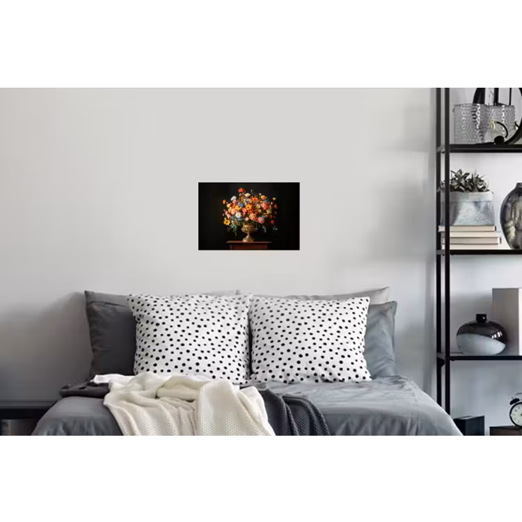 Goud - Bloemen - Kleuren - Vaas Muursticker klein -slaapkamer