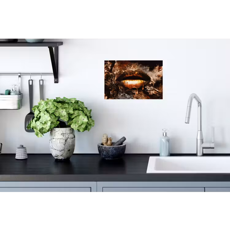 Goud - Lippen - Kunst Muursticker klein -keuken