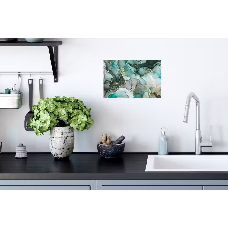 Goud - Marmer - Groen - Luxe - Marmerlook - Grijs Muursticker klein -keuken