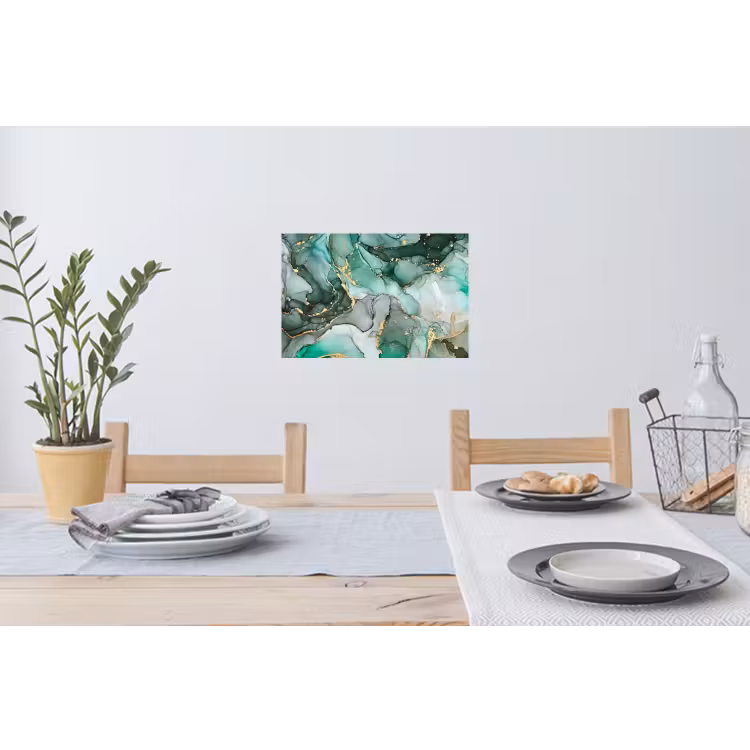 Goud - Marmer - Groen - Luxe - Marmerlook - Grijs Muursticker klein -eettafel