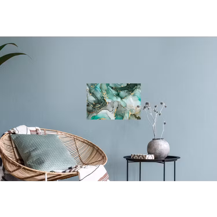 Goud - Marmer - Groen - Luxe - Marmerlook - Grijs Muursticker klein -plant