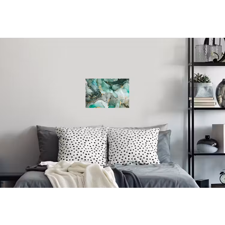 Goud - Marmer - Groen - Luxe - Marmerlook - Grijs Muursticker klein -slaapkamer
