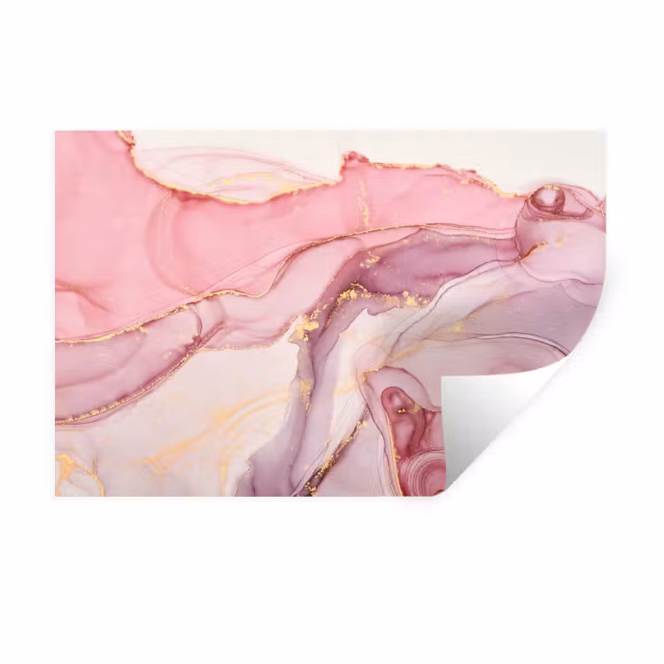 Goud - Marmer - Roze Muursticker klein -3d