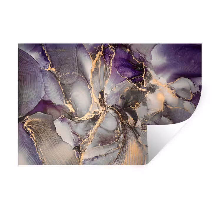 Goud - Paars - Marmer Muursticker klein -3d