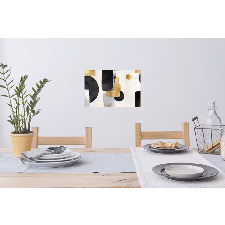 Goud - Rechthoeken - Cirkels - Abstract Muursticker klein -eettafel