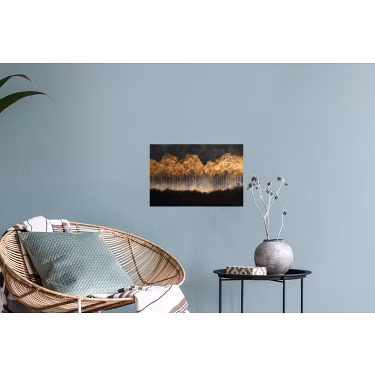 Gouden Bomen in Mistig Landschap Muursticker klein -plant