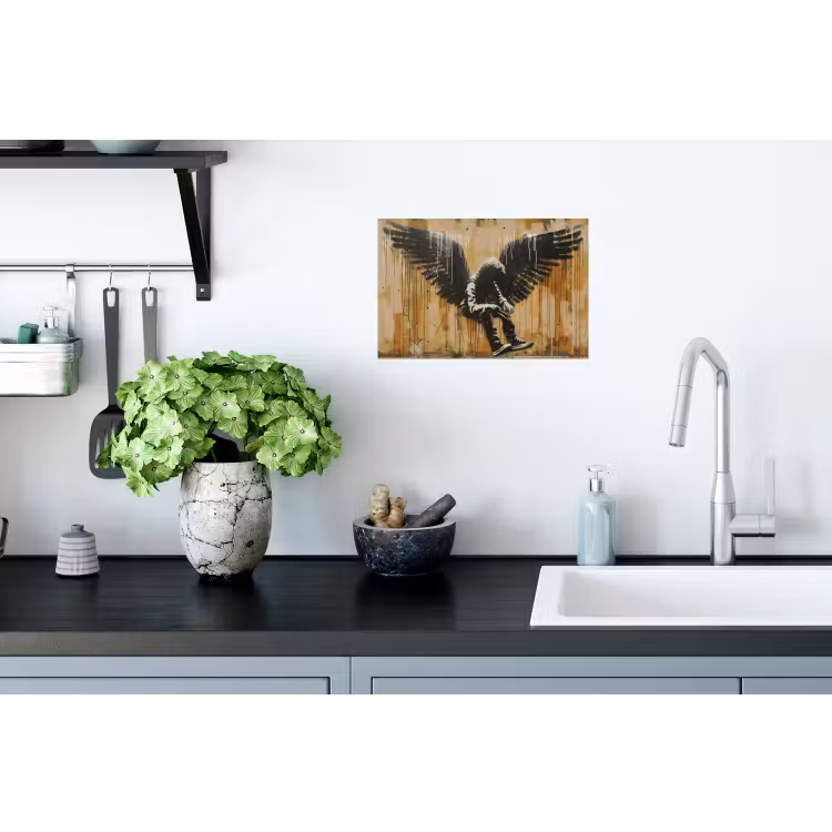 Graffiti - Kunst - Vleugels - Street art - Banksy Muursticker klein -keuken
