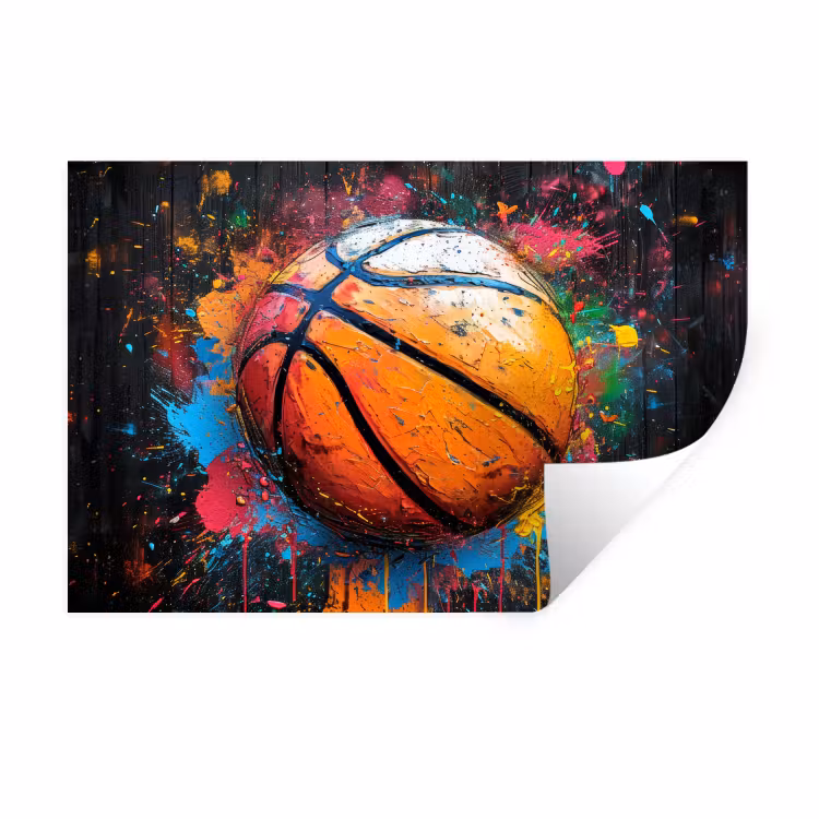 Graffiti - Basketbal - Verf - Sport Muursticker klein -3d