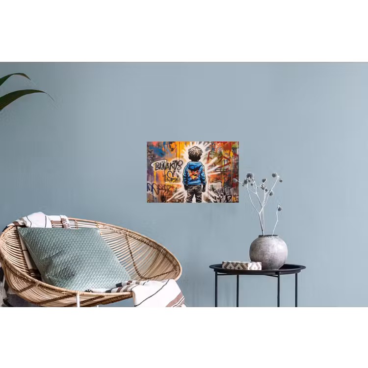 Graffiti - Jongen - Kleuren - Kunst - Street Art Muursticker klein -plant