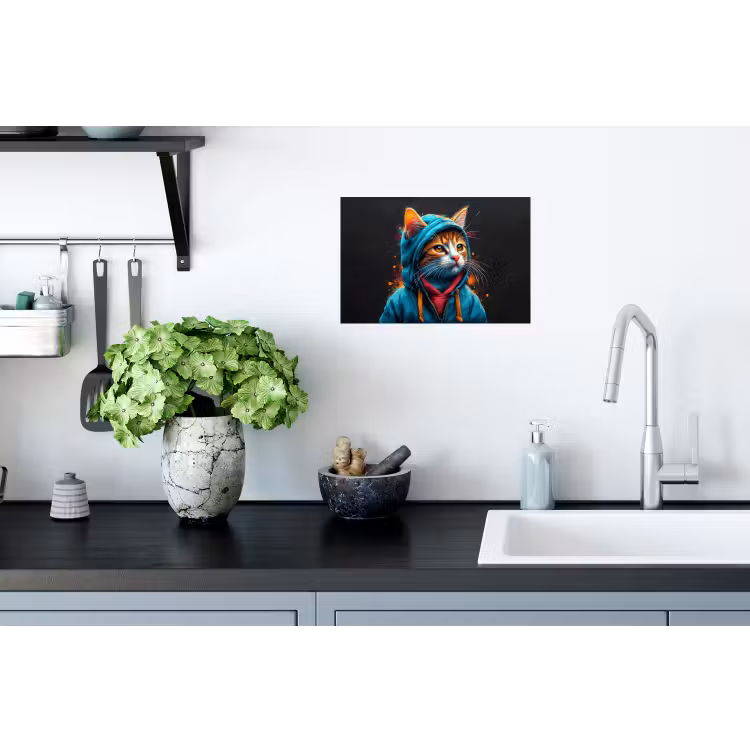 Graffiti - Kat - Zwart - Jas Muursticker klein -keuken