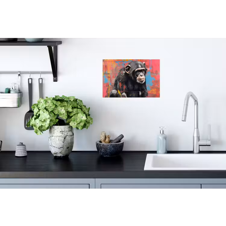 Graffiti - Chimpansee - Dieren - Street art - Banksy Muursticker klein -keuken