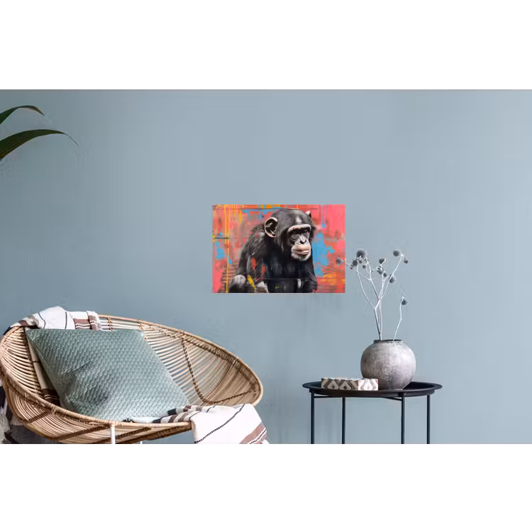 Graffiti - Chimpansee - Dieren - Street art - Banksy Muursticker klein -plant