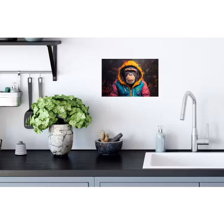 Graffiti - Chimpansee - Jas - Aap - Verf Muursticker klein -keuken