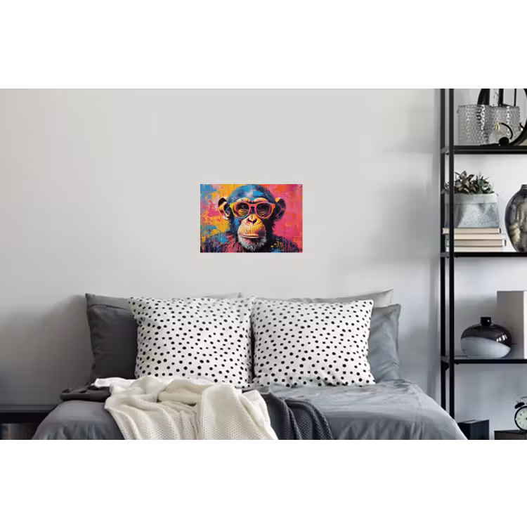 Graffiti - Chimpansee - Aap - Bril - Kleurrijk Muursticker klein -slaapkamer