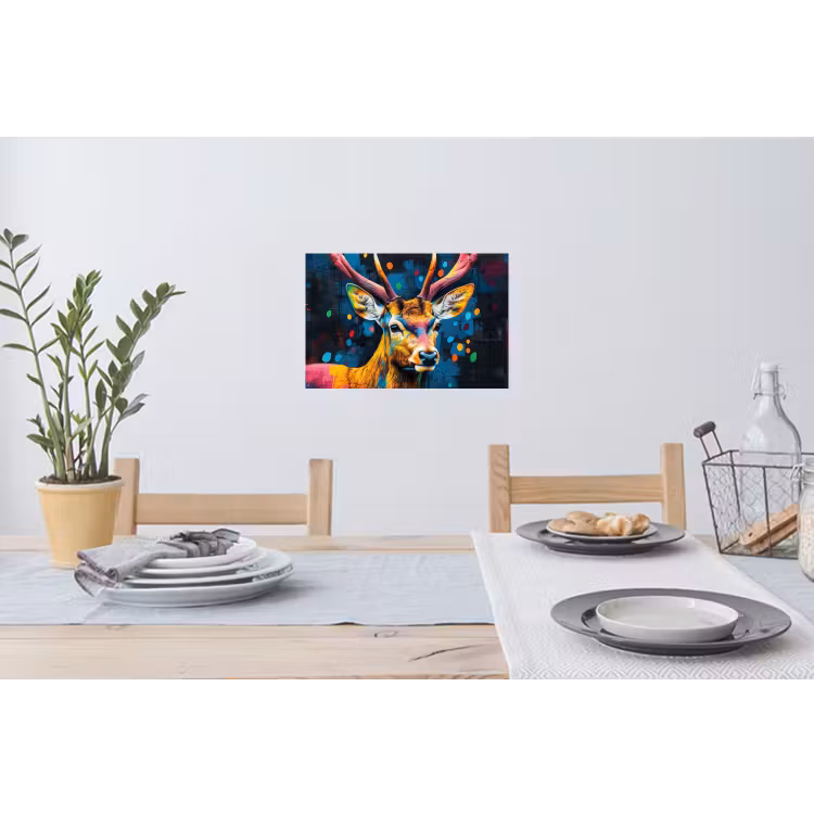 Graffiti - Hert - Dier - Kleurrijk Muursticker klein -eettafel