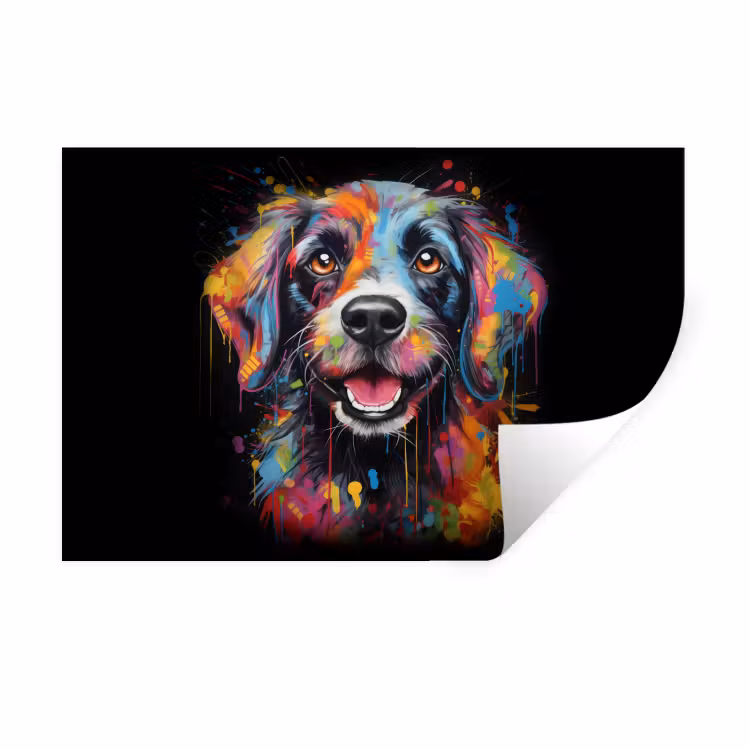 Graffiti - Hond - Zwart - Kleuren Muursticker klein -3d